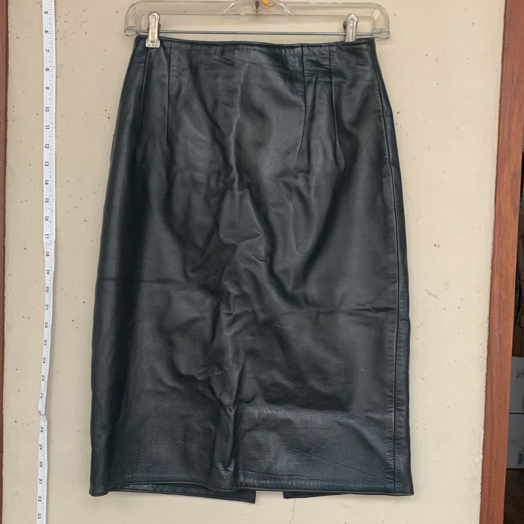 Vintage Authentic Leather Midi Skirt